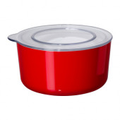 LJUST Jar with lid, red, clear - 701.933.59