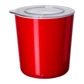 LJUST Jar with lid, red, clear - 301.933.61