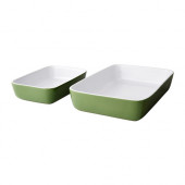 LYCKAD Oven/serving dish, set of 2, green - 902.528.33