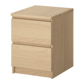 MALM 2-drawer chest, white stained oak veneer - 101.786.01