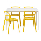 MELLTORP /
REIDAR Table and 4 chairs, white, yellow - 790.107.08