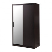 MORVIK Wardrobe, black-brown, mirror glass - 702.457.92