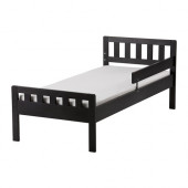 MYGGA Bed frame with slatted bed base, black-brown - 190.105.13