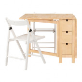 NORDEN /
TERJE Table and 2 chairs, birch, white - 590.973.59
