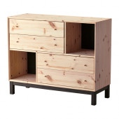 NORNÄS 4-drawer chest with 2 compartments, pine, gray - 002.822.31