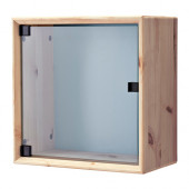NORNÄS Glass-door wall cabinet, pine gray, blue - 502.809.51