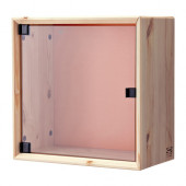 NORNÄS Glass-door wall cabinet, pine orange, yellow - 102.809.53