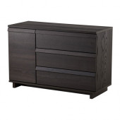 OPPLAND 3-drawer chest with 1 door, brown stained ash veneer - 902.691.50
