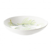 ÖVERENS Deep plate/bowl, white, green - 802.097.22