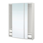 PAX Wardrobe, white, Auli mirror glass - 491.282.57