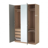 PAX Wardrobe, white stained oak effect, Vikedal mirror glass - 190.292.11