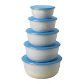 REDA Food container, set of 5, round transparent white, blue - 501.495.60