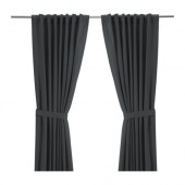 RITVA Curtains with tie-backs, 1 pair, gray - 101.564.87