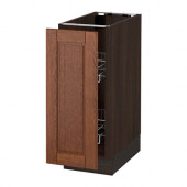 SEKTION Base cabinet w/pull-out organizers, brown, Filipstad brown - 890.398.48