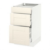 SEKTION Base cabinet with 3 drawers, white Maximera, Grimslöv off-white - 490.310.00