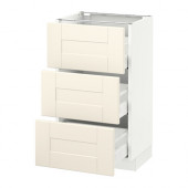 SEKTION Base cabinet with 3 drawers, white Maximera, Grimslöv off-white - 290.328.21