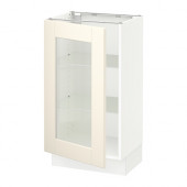 SEKTION Base cabinet with glass door, white, Grimslöv off-white - 890.326.20