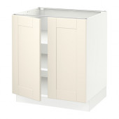 SEKTION Base cabinet with shelves/2 doors, white, Grimslöv off-white - 790.305.65