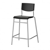 STIG Bar stool with backrest, black, silver color - 101.527.00