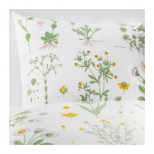 STRANDKRYPA Duvet cover and pillowcase(s), floral patterned, white - 102.829.14