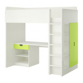 STUVA Loft bed with 1 drawer/2 doors, white, green
$411.50 - 690.273.99