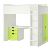 STUVA Loft bed with 3 drawers/2 doors, white, green
$449.00 - 790.258.04