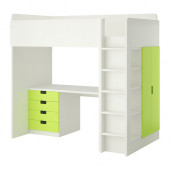 STUVA Loft bed with 4 drawers/2 doors, white, green
$459.00 - 990.275.00
