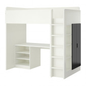 STUVA Loft bed with 2 shelves/2 doors, white, black - 290.257.45