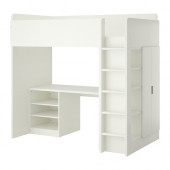 STUVA Loft bed with 2 shelves/2 doors, white - 890.227.44