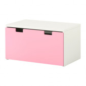 STUVA Storage bench, white, pink - 598.766.59