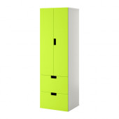 STUVA Storage combination w doors/drawers, white, green - 090.177.94