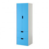 STUVA Storage combination w doors/drawers, white, blue - 390.177.97