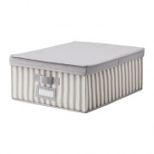 SVIRA Box with lid, gray, white stripe - 303.002.95