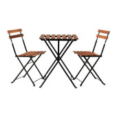 TÄRNÖ Table+2 chairs, outdoor, black acacia, steel gray-brown stained - 698.984.15