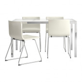 TORSBY /
BERNHARD Table and 4 chairs, glass white, Kavat white - 998.930.15