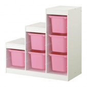 TROFAST Storage combination, white, pink - 898.575.41