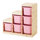 TROFAST Storage combination, pine, pink - 691.021.24