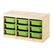 TROFAST Storage combination with boxes, pine, green - 591.029.97
