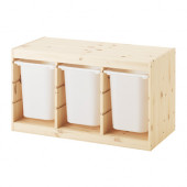 TROFAST Storage combination with boxes, pine, white - 091.025.32