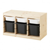 TROFAST Storage combination with boxes, pine white, black - 891.026.32