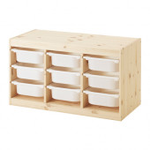 TROFAST Storage combination with boxes, pine, white - 791.029.58