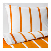 TUVBRÄCKA Duvet cover and pillowcase(s), orange, white - 602.964.14