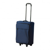 UPPTÄCKA Carry-on bag w/wheels, collapsible, dark blue - 902.411.42