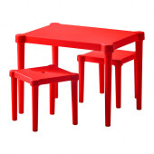 UTTER Children's table with 2 stools, red indoor/outdoor red - 502.023.88