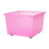 VESSLA Storage crate with casters, light pink - 100.992.89