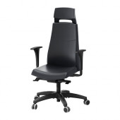 VOLMAR Swivel chair with headrest/armrests, Mjuk black - 190.317.37